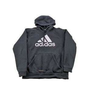 Mens Adidas Hoodie Sweatshirt SZ L Pullover Black White Spell Out Logo